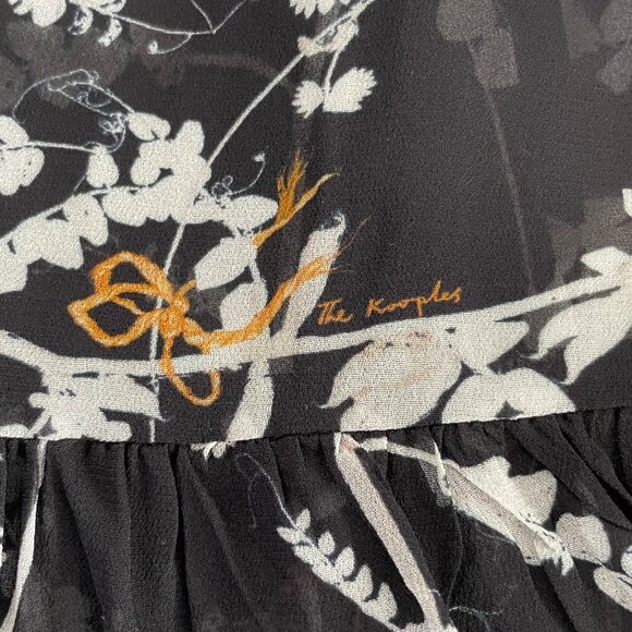The Kooples Paris Black Short Floral Print Dress with Gathers Women’s Size 0 - Picture 11 of 12